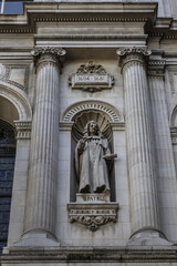 Architectural fragments of City Hall of Paris (Hotel de Ville de Paris) neo-renaissance style building - seat of the Paris City Council since 1357. Paris, France.