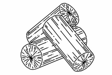 Charcoal. Vector line art illustration.