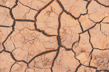 Cracked earth of clay on ground background 