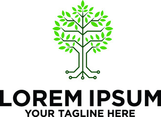 Obraz premium Tree Technology Circuit logo design
