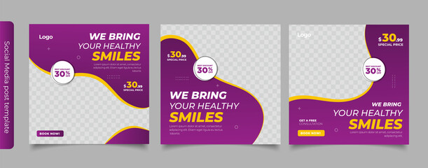 healthy dental care for social media post template banner