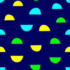 Simple seamless pattern with semicircles drawn by hand. Neon colors. Vector illustration.
