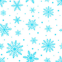 Seamless pattern snowflakes blue vector illustration