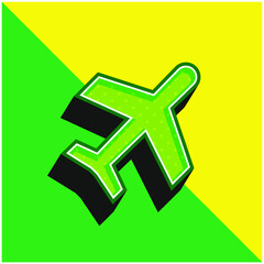 Obraz premium Airplane Green and yellow modern 3d vector icon logo