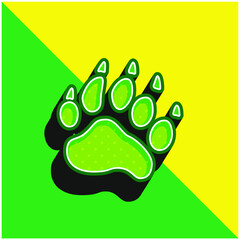 Bear Pawprint Green and yellow modern 3d vector icon logo
