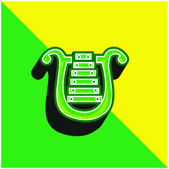 Bell Lyre Green and yellow modern 3d vector icon logo