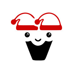 Letter v cute character in a Christmas hat
