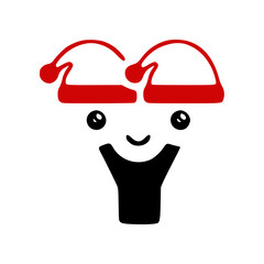 Letter y cute character in a Christmas hat