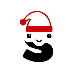 Letter s cute character in a Christmas hat