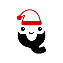 Letter q cute character in a Christmas hat