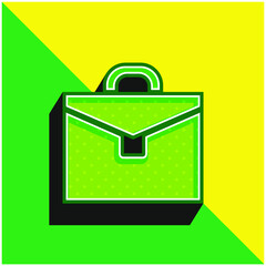 Briefcase Green and yellow modern 3d vector icon logo