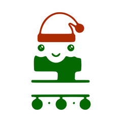 Number 4 cute Christmas character, name monogram design