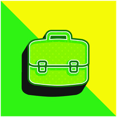 Briefcase Green and yellow modern 3d vector icon logo