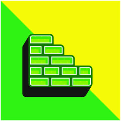 Brick Wall Green and yellow modern 3d vector icon logo