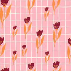 Modern wildflower seamless pattern on retro background.