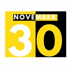 November 30 . Modern daily calendar icon .date ,day, month .calendar for the month of November