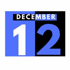 December 12 . Modern daily calendar icon .date ,day, month .calendar for the month of December