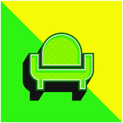 Armchair Green and yellow modern 3d vector icon logo