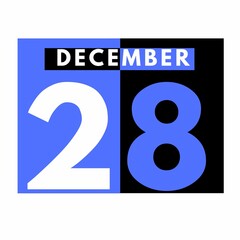 December 28 . Modern daily calendar icon .date ,day, month .calendar for the month of December
