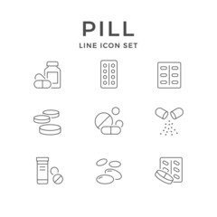 Pill or tablet line outline icon