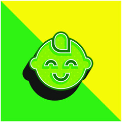 Baby Boy Green and yellow modern 3d vector icon logo