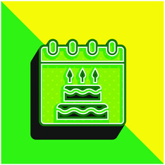 Birthday Green and yellow modern 3d vector icon logo