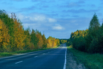 asphalt road among nature, travel concept