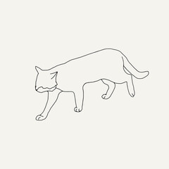 Walking cat vector illustration in doodle style
