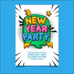 new year 2022 party flyer template flat vector design illustration