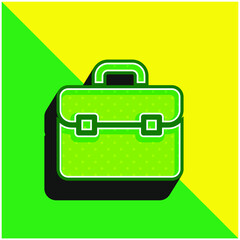 Briefcase Green and yellow modern 3d vector icon logo