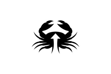 Arrow seafood crab lobster logo template design vector illustration