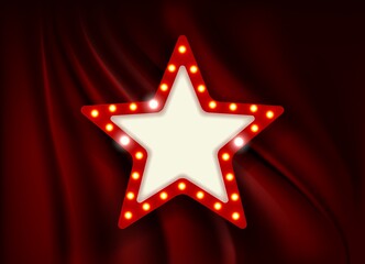 Obraz premium Star with light bulbs on the background of the scene.