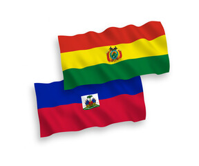 Flags of Republic of Haiti and Bolivia on a white background
