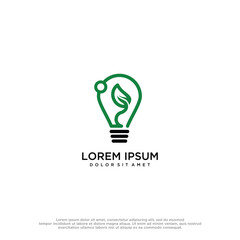 leaf lamp logo vector design tamplat