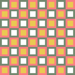 Seamless pattern of rows of yellow and white squares for textiles.