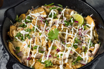 Homemade Mexican Green Chilaquiles