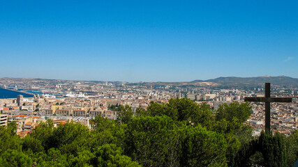 Cityscape of Marseille in France from Notre Dame de la Garde Cathedral