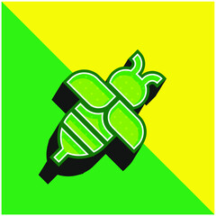 Bee Green and yellow modern 3d vector icon logo