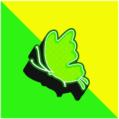 Beautiful Butterfly Silhouette Green and yellow modern 3d vector icon logo