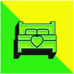 Bed Green and yellow modern 3d vector icon logo