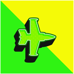 Airplane Silhouette Green and yellow modern 3d vector icon logo