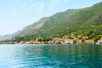Fototapeta na wymiar Panoramic landscape of the the historic town of Prcanj, Montenegro