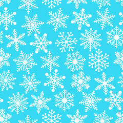 Seamless pattern snowflakes blue vector illustration