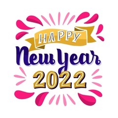 lettering happy new year 2022 vector design illustration
