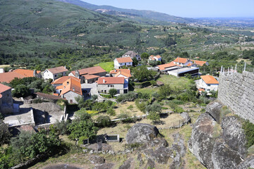 View over Linhares de Beira, Historic village around the Serra da Estrela, Castelo Branco district,...