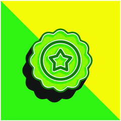 Badge Green and yellow modern 3d vector icon logo
