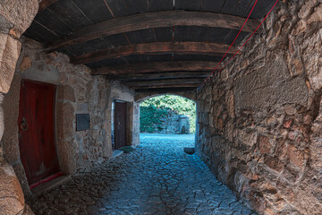 House of the Jew, Covered passage, Linhares de Beira, Historic village around the Serra da Estrela,...