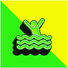 Beach Green and yellow modern 3d vector icon logo