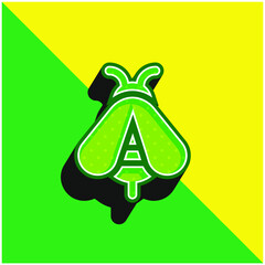 Bee Green and yellow modern 3d vector icon logo