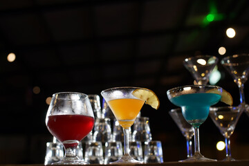Colorful Cocktails in the nightlife, Drinks of late night tourists